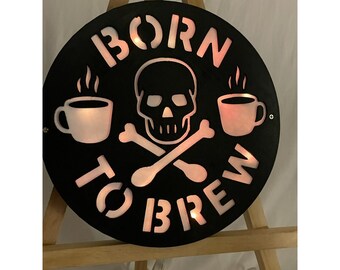 Born to Brew 3D Printed wall Lamp with remote coffee lover original edition