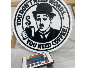 Charlie Chaplin LED Wall Lamp: 3D Printed Coffee Decor