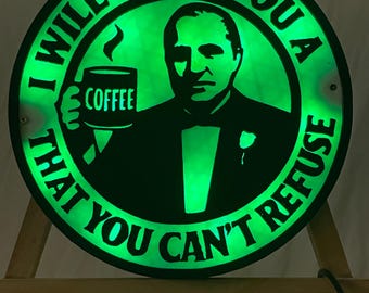 I will make you a coffee that you can’t refuse 3D Printed wall Lamp with remote coffee lover edition the Godfather parody