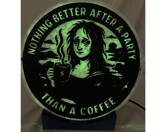 Mona Lisa After Party Coffee Lovers 3D Printed Lamp USB LED Remote Desk or Wall