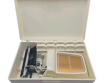 Vintage Kenmore Sewing Machine Monogrammer Attachment Set 10 Cams Plate Case