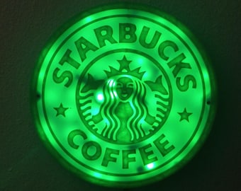 3D Printed Starbucks RGB LED 8-Inch Sign With Remote & app Control Blue tooth