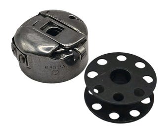 Vintage Yamato Industrial Bobbin Case 63913A with Black Metal Perforated Bobbin