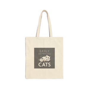 Easily Distracted Cats Tote Bag, Funny Cat Lover&#39;s Bag, Cute Gift for Cat Owners, Eco-Friendly Shopping Bag, Pet Lover&#39;s Accessory