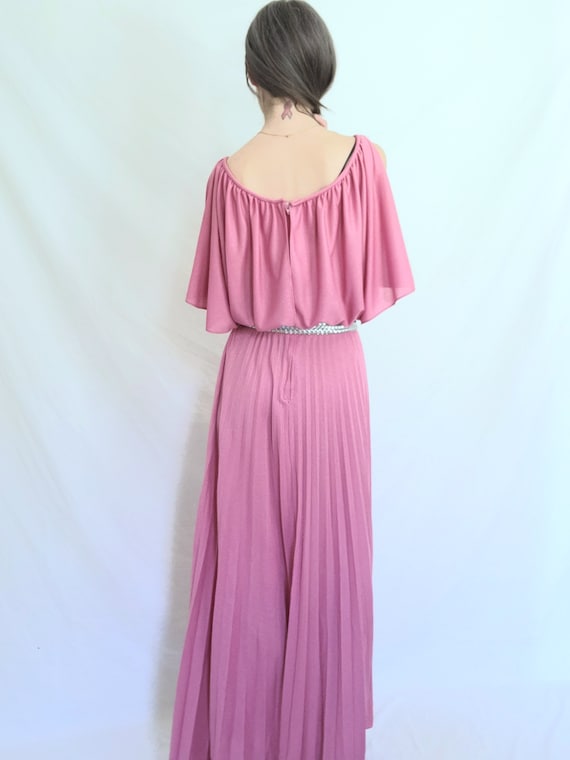 70s Disco Dress, 1970s Maxi Dress, Pink Evening G… - image 2