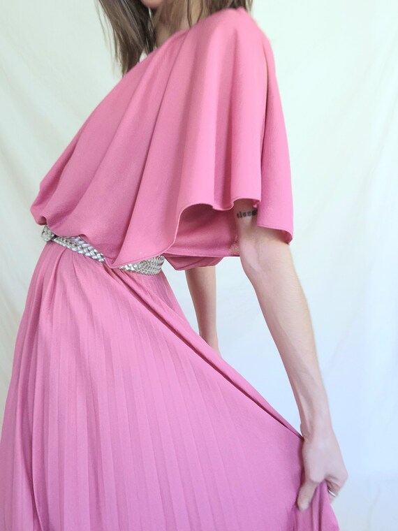 70s Disco Dress, 1970s Maxi Dress, Pink Evening G… - image 6