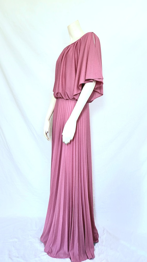 70s Disco Dress, 1970s Maxi Dress, Pink Evening G… - image 9
