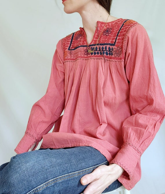 Vintage Embroidered Shirt, Bohemian Hippie Top, 1… - image 7