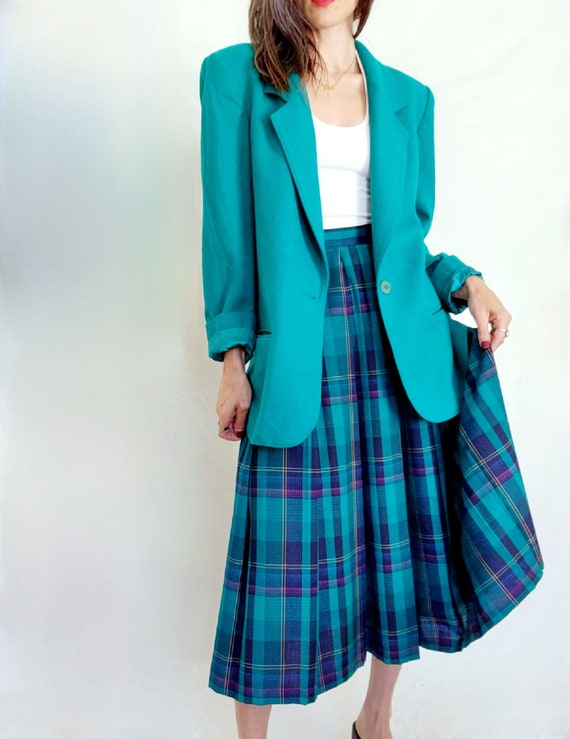 Vintage Pendleton Skirt Suit, 1980s Plaid Skirt an