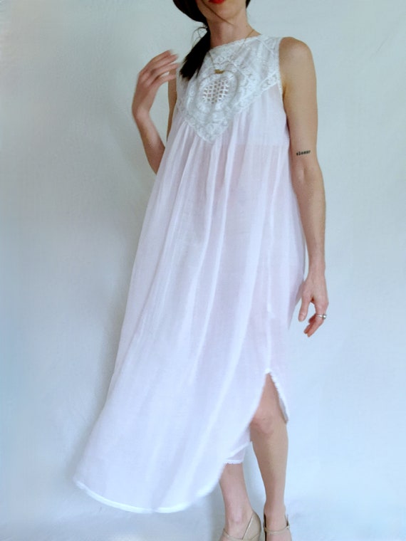 1970s Nightgown, Vintage Boho Dress Women, Coquet… - image 2