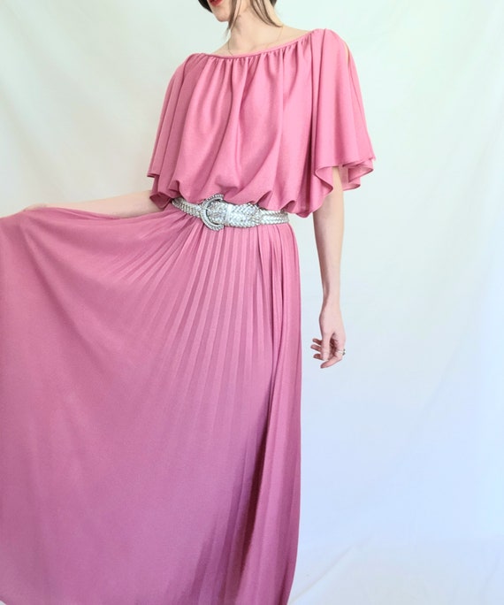 70s Disco Dress, 1970s Maxi Dress, Pink Evening G… - image 10