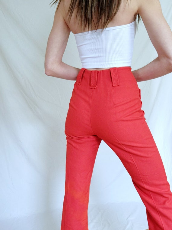 Vintage Bell Bottoms, Red High Waist Pants, 1960s… - image 4