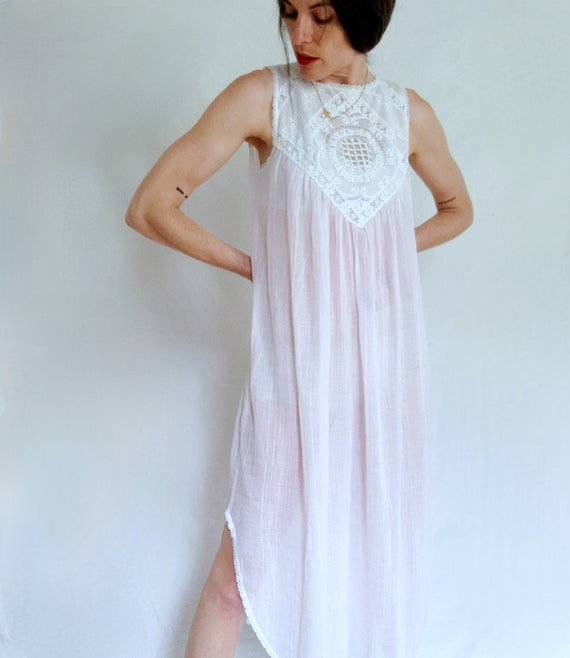 1970s Nightgown, Vintage Boho Dress Women, Coquet… - image 6