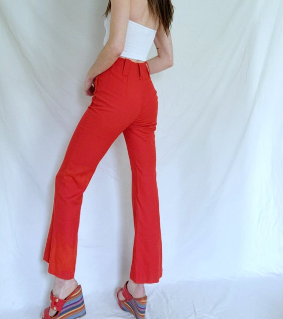 Vintage Bell Bottoms, Red High Waist Pants, 1960s… - image 7