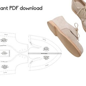 Digital PDF Shoe Pattern for women - Derby / Brogue sewing pattern - download contains 9 shoe sizes and easy to follow instructions.