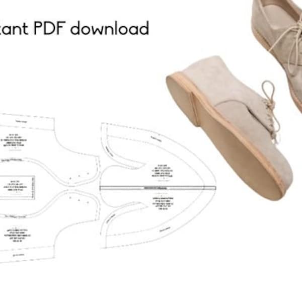 Digital PDF Shoe Pattern for women - Derby / Brogue sewing pattern - download contains 9 shoe sizes and easy to follow instructions.
