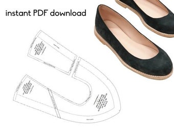 Digital PDF Shoe Pattern for women - Ballet Pump sewing pattern - download contains 9 shoe sizes and easy to follow instructions.