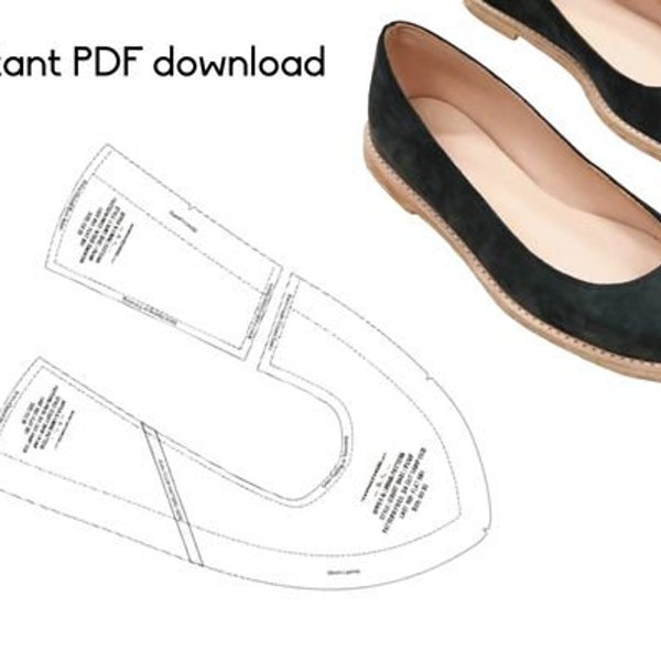 Digital PDF Shoe Pattern for women - Ballet Pump sewing pattern - download contains 9 shoe sizes and easy to follow instructions.