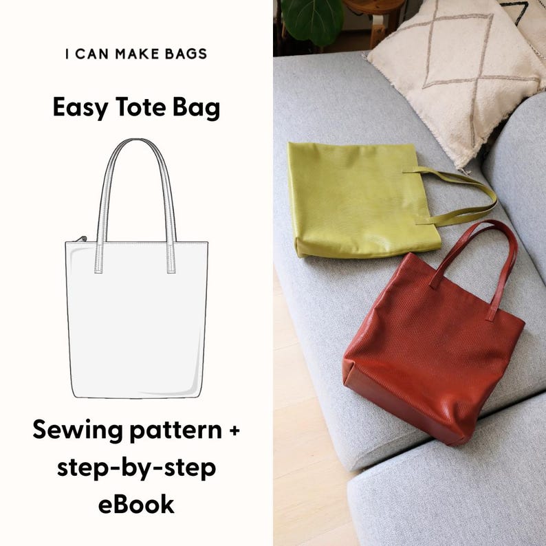 Easy Tote Bag Sewing Pattern + Step-by-step Tutorial (PDF Download) - Etsy