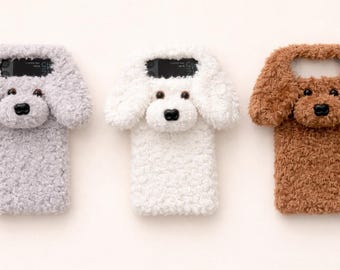 Flauschige Hunde Handytasche | Pudel Plüsch Handytasche