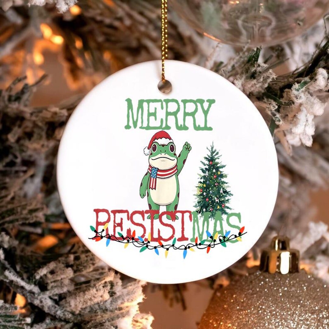 Resistmas Rabbit Merry Resistmas 2025 Funny Political Frog Christmas PNG, Ornament 2025 ...