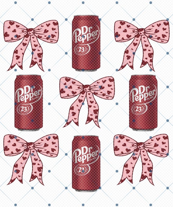 Cute Bows Dr. Pepper PNG, Soda Lover Sublimation Files, Instant Digital Download, Dr Pepper T Shirt Design, Coquette pink
