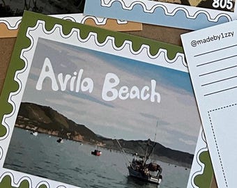 Avila Beach Boat Stamp Print