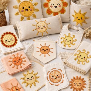 Sun Applique Embroidery Bundle, Cute Sun Embroidery Design, Nursery Decor Machine File, Sunset Embroidery, Home Decor, Instant Download