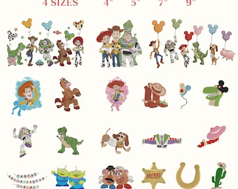 Bundle 20 Designs Of Toy Story Embroidery, Toy Story Characters Embroidery, Toy Story Embroidery Set, Woody Buzz, Family Trip, Magic Kingdom