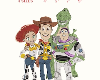 Cartoon Cowboy & Space Ranger Embroidery Design, Kids Applique Machine Embroidery File, Birthday Party Instant Download