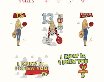 Bundle 5 Of I Knew It I Knew You Embroidery, TS Singer Embroidery Design, TS Toys Embroidery, Western Cowgirl Embroidery, Instant Download