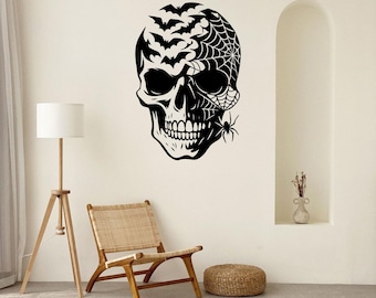 Skull Halloween SVG, Creepy Spider, Bats (Digital Download)