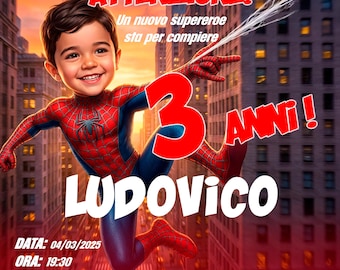 Superhero Birthday Invitation – Spider Hero Theme – Custom Digital Invite for Kids – Printable Birthday Invitation