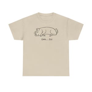 Cute Pig Illustration Unisex Heavy Cotton Tee, Funny Animal Shirt, Gifts for Animal Lovers, Casual Wear, Birthday Gift, ZZZ Design