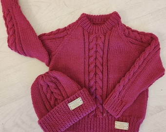 Hand Knitted Child Toddler Jumper Sweater Cardigan Unisex. 3-4 years. 24-27ins 61-68cm