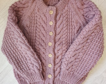 Hand Knitted Child Toddler Jumper Sweater Cardigan Unisex. 3-4 years. 24-27ins 61-68cm