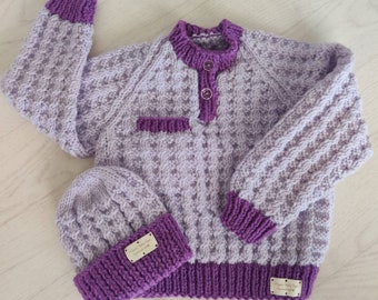 Hand Knitted Toddler Jumper & Hat Unisex