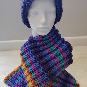 Ladies Hand Knitted  Hat & Scarf Set. Birthday, Christmas, Mother&#39;s Day Gift, Ski Hat, Winter Hat and scarf set, Pom Pom Hat and scarf set.