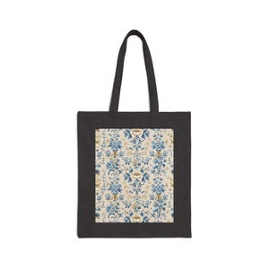 Baumwoll-Canvas-Einkaufstasche mit Blumenmuster: Wiederverwendbare, umweltfreundliche Tragetasche