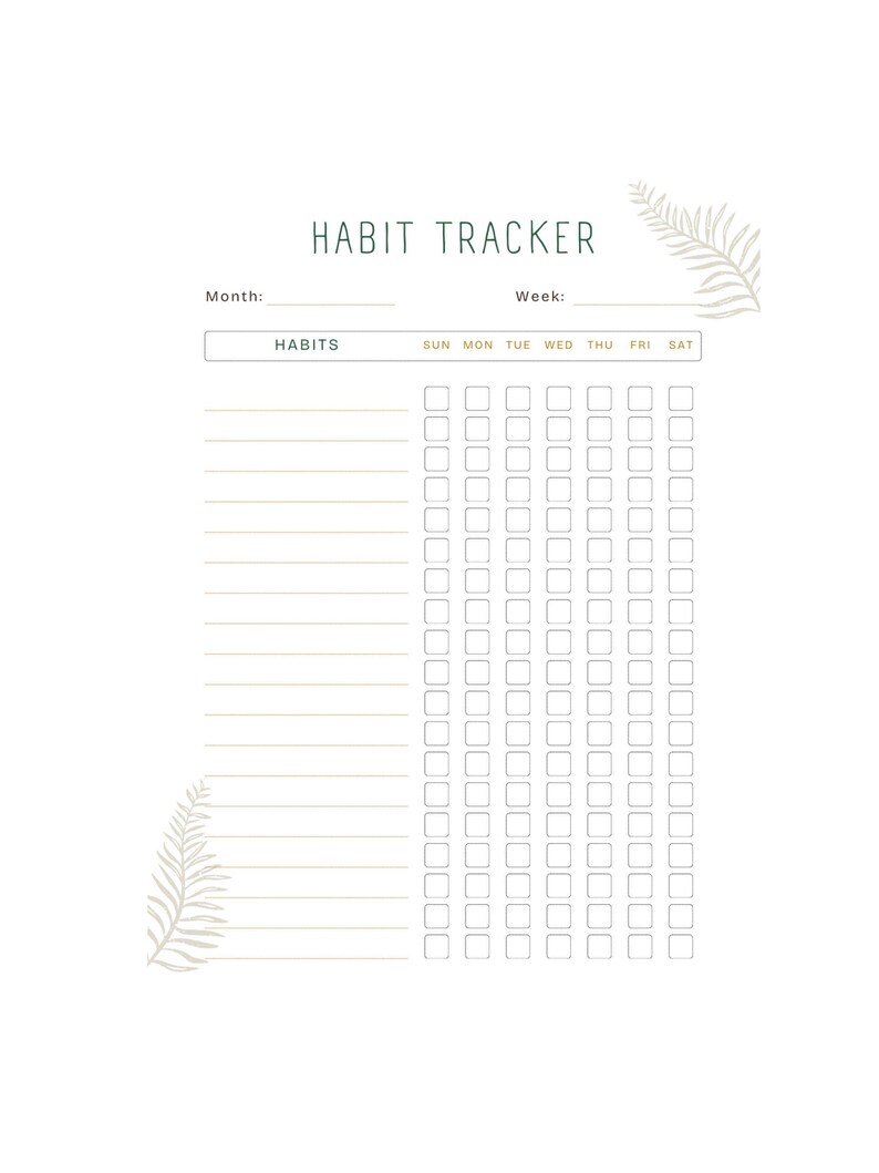 Habit Tracker | Printable PDF | A4 & US Letter | Minimalist | Instant ...