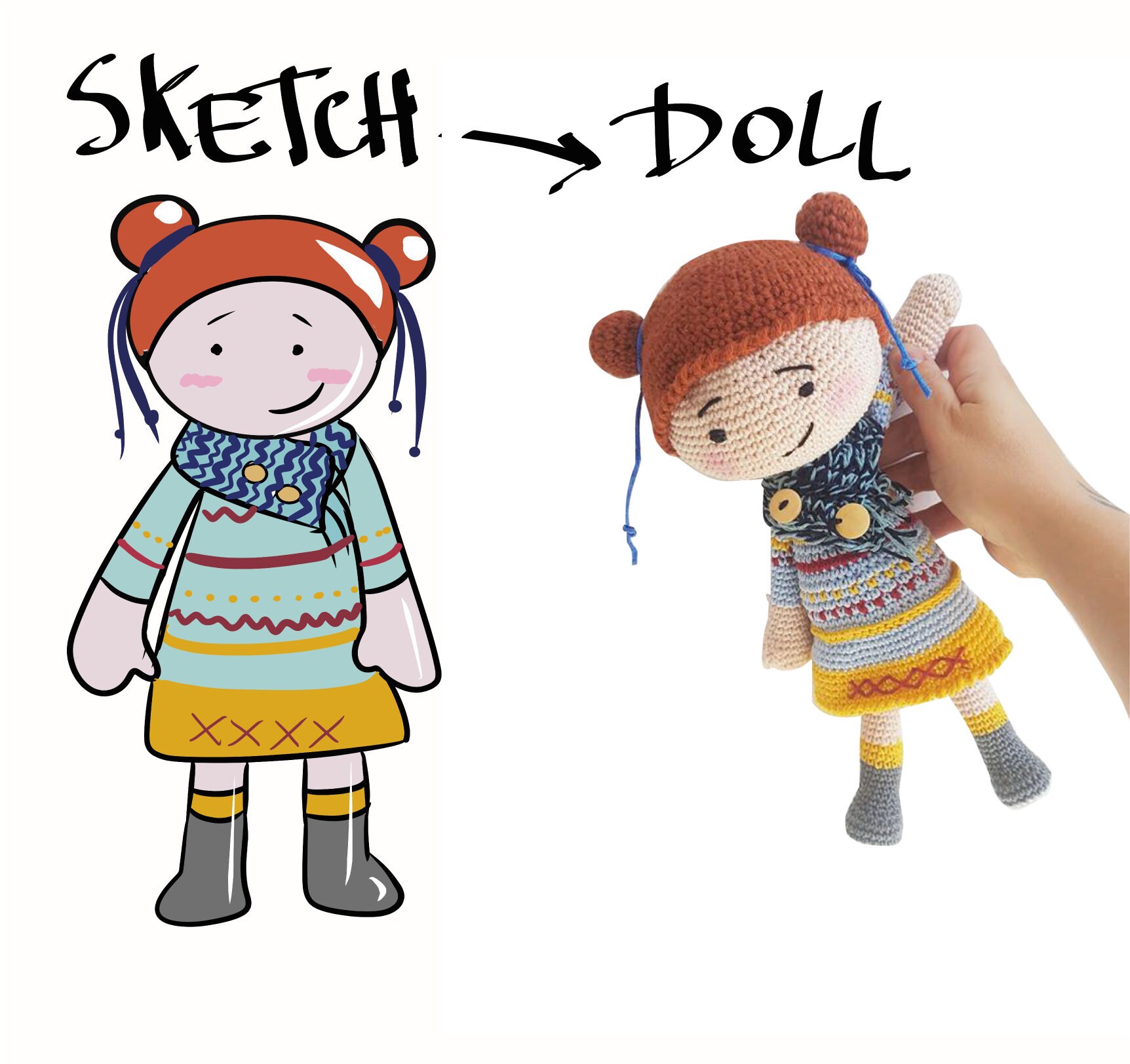 Toys Dolls Personalized portrait doll from photo for her Mini me doll