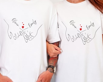 Comfort Colors Matching Couple Shirts Custom Name T-Shirt Personalized Gift for Couples Anniversary Boyfriend Girlfriend Tee