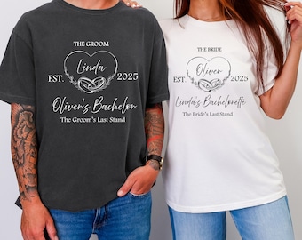 Comfort Colors Bride Groom Shirts | Matching Couple Tees | Bachelor Bachelorette Party Shirts | Custom Wedding Gift Tops