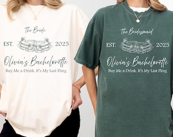 Comfort Colors Bachelorette Shirts | Bride & Bridesmaid Tees | Last Fling Before the Ring Tops | Matching Party Graphic T-Shirts