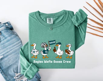 Funny Goose Eagles Long Sleeve Shirt | Cute Animal Football Top | Game Day Graphic Tee | Eagles Fan Gift for Women