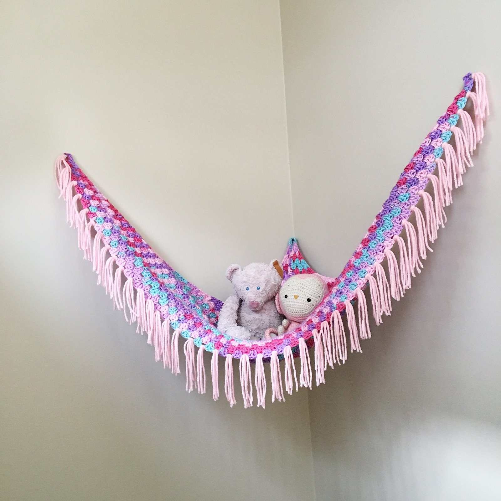 Fringed Toy Hammock Crochet Toy Hammock 