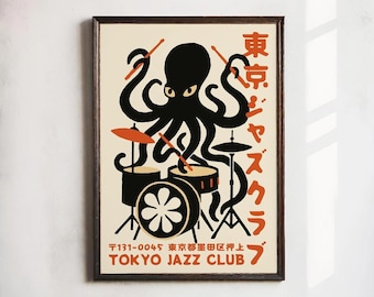 Tokyo Jazz Club bläckfisk retro japansk affisch