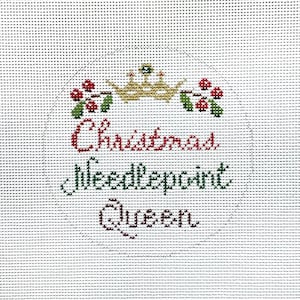 Hand Painted Christmas Needlepoint Queen Canvas by MyPinkSugarLife