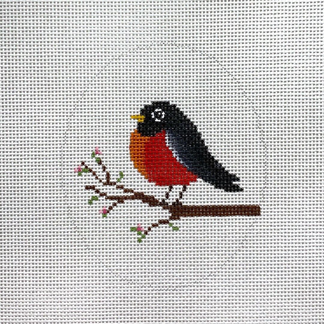 Robin Needlepoint Pattern Hand Painted Round Robin Needlepoint Canvas by Mypinksugarlife - Etsy