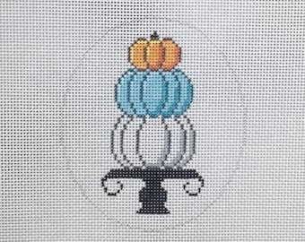 Hand Painted Stacked Pumpkins Needlepoint Canvas by MyPinkSugarLife